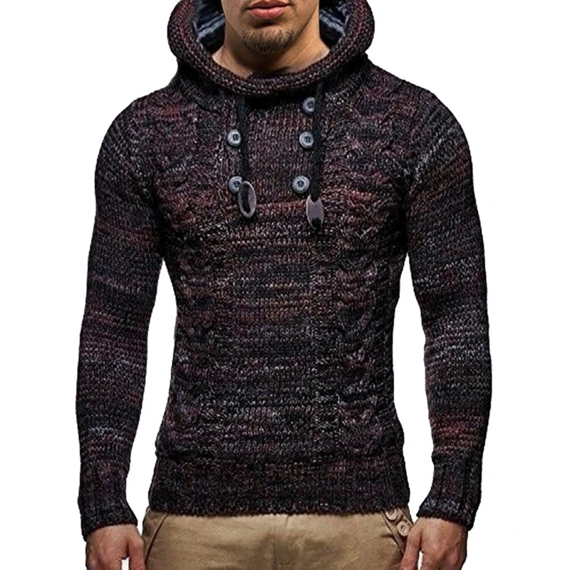 MJARTORIA Autumn Winter Men s Hooded Sweaters Male Sweaters Cotton Jumper Man Fashion Casual Gray Wine 4