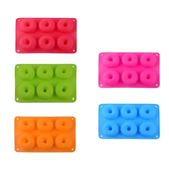 

6 Doughnut Silicone Mold Diy Round Cake Angel Circle Biscuit Muffin Mold Donut Silicone Ice Cube Molds Candy Chocolate