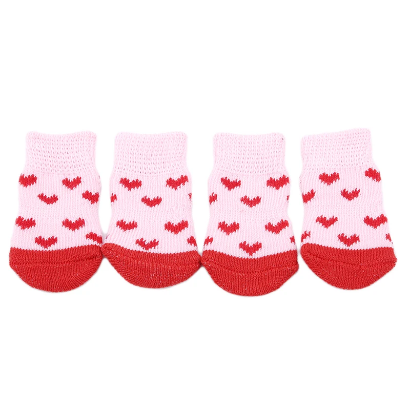 Домашние тапочки для собак, щенков, кошек; нескользящие носки; милые домашние тапочки для маленьких собак, кошек; зимние сапоги; носки - Цвет: pink S