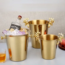 Nordic Decorative Ice Bucket Home Golden European Champagne Bucket Shelf Stainless Steel Ice Bucket Bar KTV Commercial