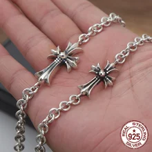 S925 мужской браслет из стерлингового серебра, индивидуальный тренд, крест, властное моделирование, панк стиль, ретро классика, отправить подарок на любовь