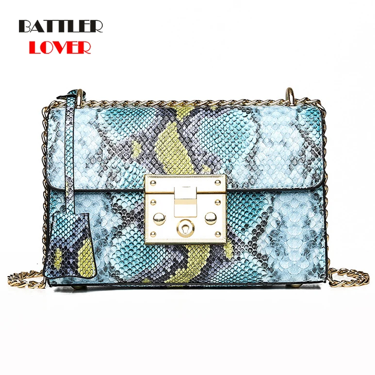 Women Handbags Fashion Snake Skin Printed for Female Small Tote Clutch Ladies Purse Shoulder Crossbody Bags