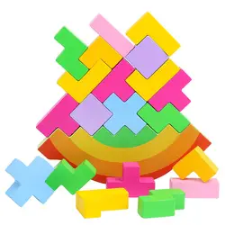 Деревянные радужные 3D деревянные пазлы головоломки доска игрушки головоломка Танграм Пазлы для детей тетрис игра Развивающие детские