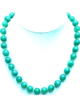 

Qingmos Fashion Natural 12mm Round Light Green Jades Necklace for Women with Genuine Stone Necklace Chokers 18" Jewelry nec8406