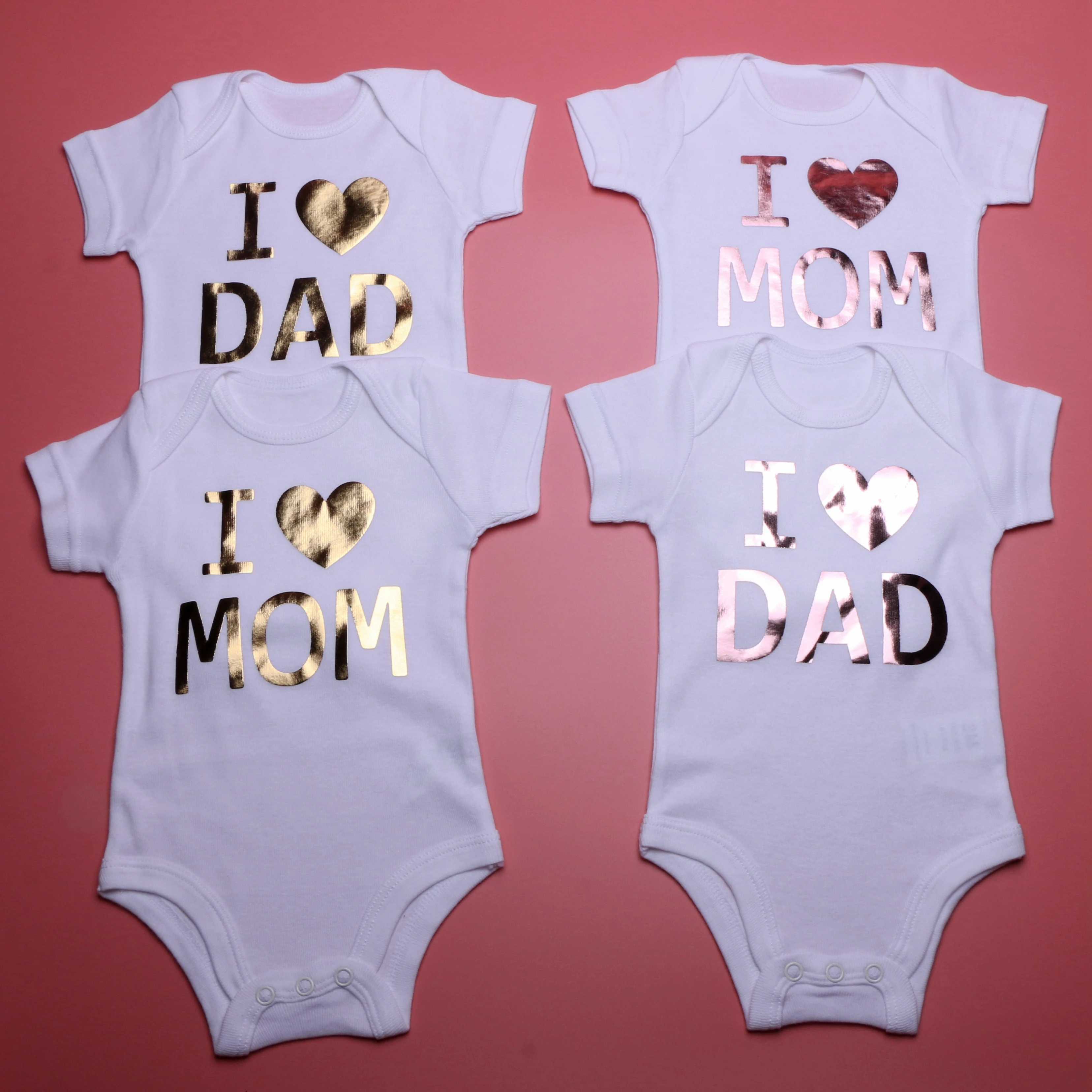 Newborn Baby Boys Girls Clothes Jumpsuits Onesies Short Sleeve Cotton Letter I Love Mom Cute Bodysuits Outfits infant clothing