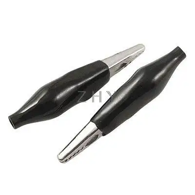 

100 Pcs Black Insulated Metal Alligator Clips Test Probe