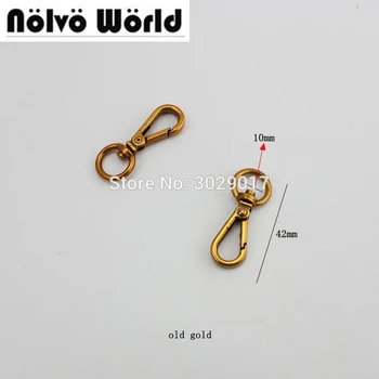 

50pcs 10mm top ending gold silver tone trigger snap hook clasp metal clip swivel dog leash hardware old gold