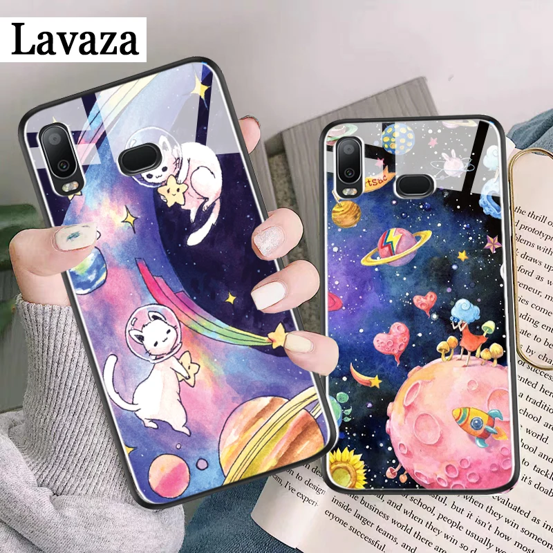 Лиса Космос Луна и Вселенная лиса Стекло чехол для samsung S7 край S8 S9 S10 плюс A10 A20 A30 A40 A50 A60 A70 Note 8, 9, 10