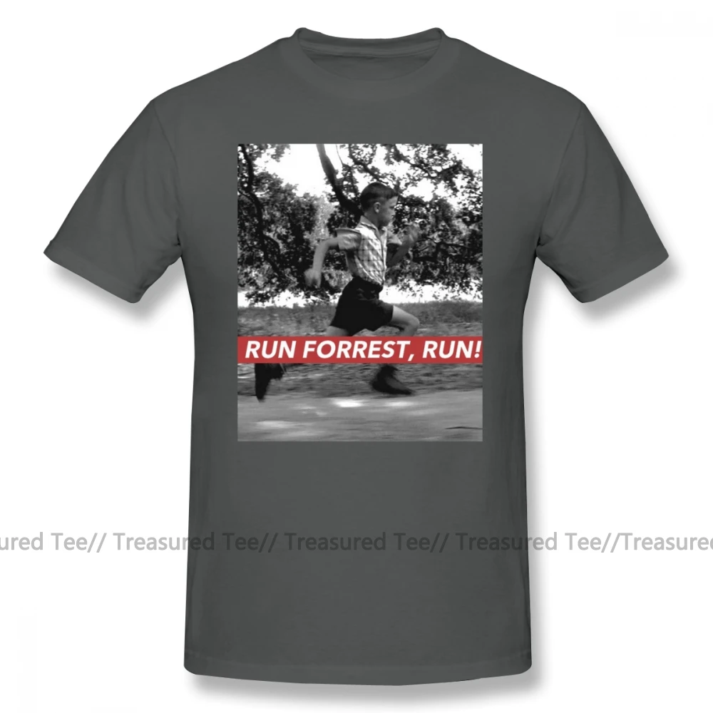 Forrest Gump T Shirt RUN FORREST, RUN T-Shirt Beach Awesome Tee Shirt Short-Sleeve Big Man Graphic Cotton Tshirt - Цвет: Dark Grey