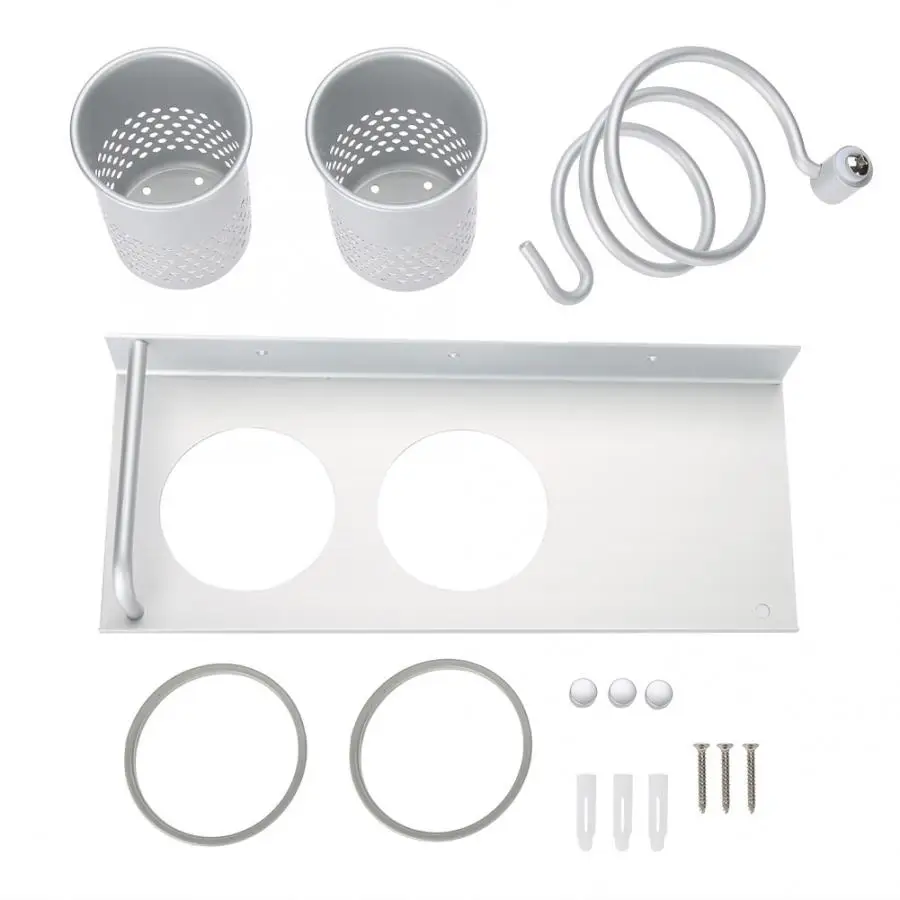 Bathroom Wall Cup Holder Toothbrush Hanging Hair Dryer Storage Box Bracket Rack 1Pc Household | Обустройство дома