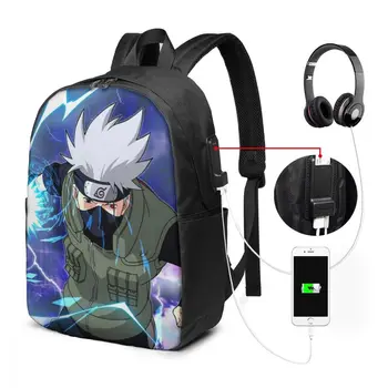 

Qimu Kakashi Custom Japanese Anime Naruto Print Cartoon Image paiting USB Backpack 17 In