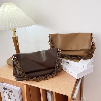 

Thick Chain PU Leather Shoulder Bags for Women 2020 Crossbody Handbags and Purses Female Travel Luxury Trending Cross Body Bag