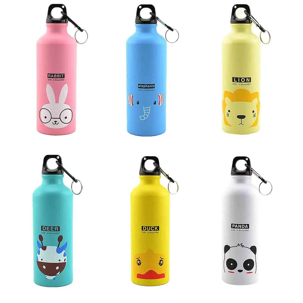 

500ml Lovely Animals Outdoor Portable Sports Bottle Aluminum Alloy Kids Water Bottle Cartoon Animal Pattern Kettle