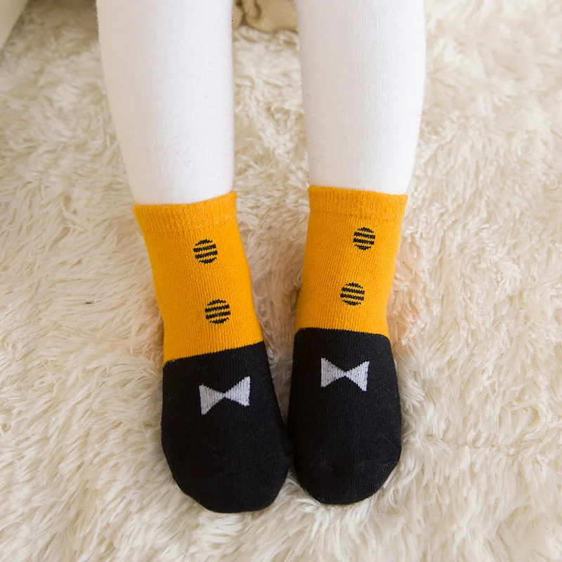 1 пара От 0 до 4 лет детских носков с рисунками животных Нескользящие весенне-осенние детские носки для мальчиков и девочек с резиновой подошвой, нескользящие носки-Тапочки - Цвет: 8