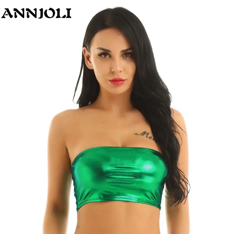 

ANNJOLI Sum Plus Size Crop Top Shirt Sexy Skinny Sleeveless Reflective Short Women 9 Solid Color Slash Neck Ladies Strees Vest