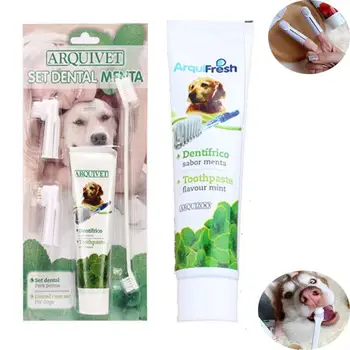 

Pet Dog Cat Toothbrush Set Hot Puppy Beef Taste Teddy Dog Toothbrush Toothpaste Brush Head Finger Tooth Back Up Brush Care Set