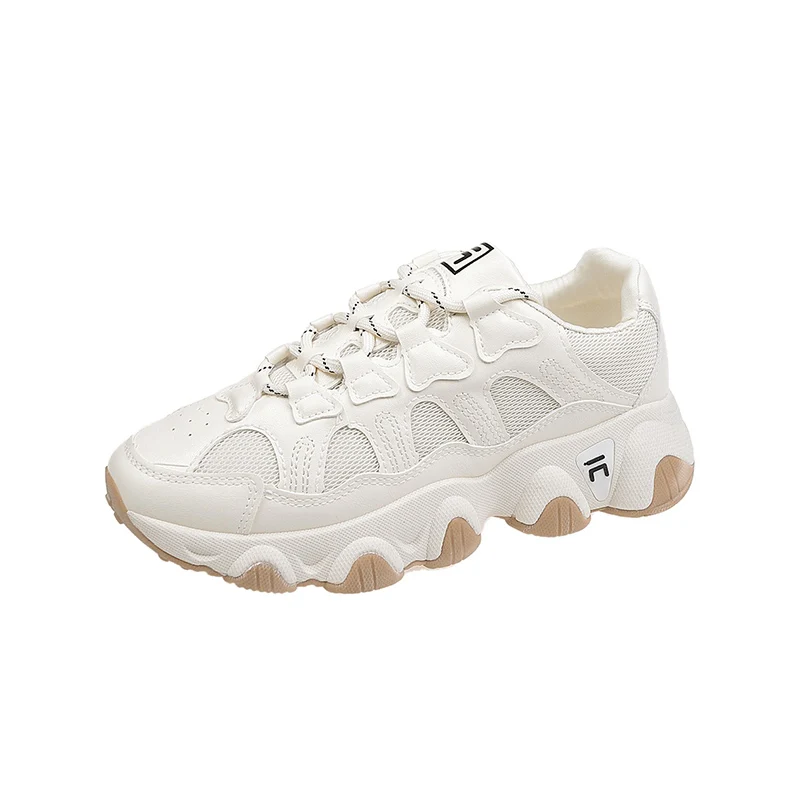 Beige Размеры 35-40, обувь для девочек, Ins Tide, осень г. Новинка, супер-огнестойкая и пропускающая воздух сетчатая спортивная обувь для отдыха с пандой женские кроссовки - Цвет: Beige