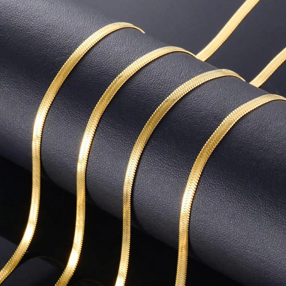 Stainless Steel Gold Flat Snake Chain Fashion Women Models High Quality Jewelry