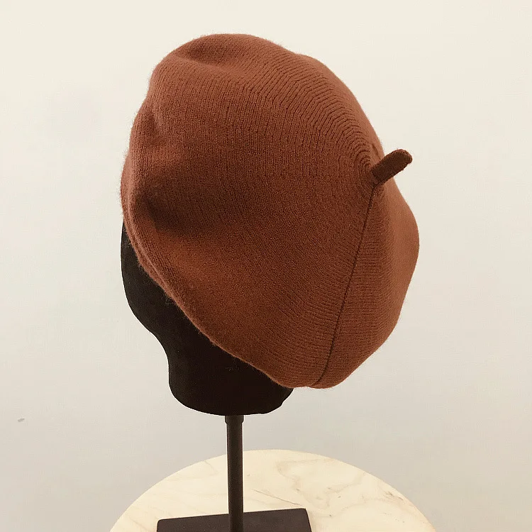 newsboy beret 01911-shi39255 Winter Warm Stripe Knitting Soft Beret Cap Men Women Leisure Painter Hat red beret men