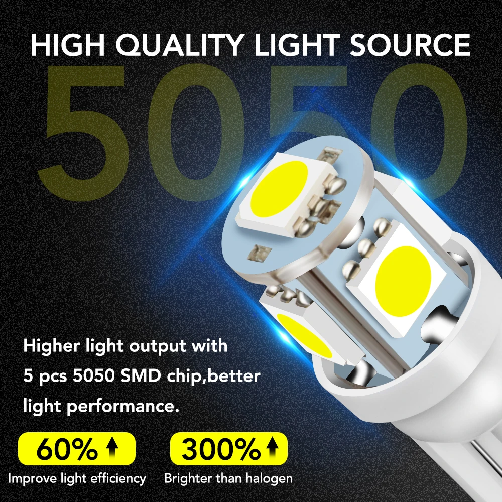 5X Led W5W T10 светодиодный светильник 5050 SMD авто клиновидная лампа для Nissan Qashqai Almera Juke