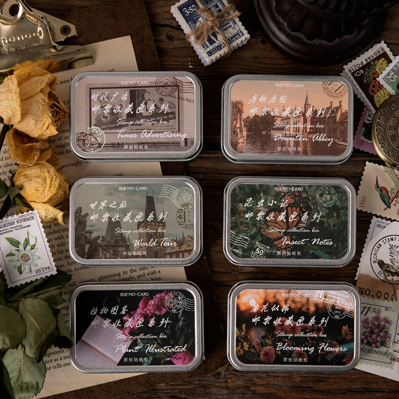 60 шт./кор. винтажная печать серии Путешествия растений бабочки бумажные наклейки