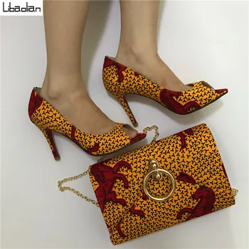 

Lovely Ankara wax prints horse pattern women handbag matching Open toe high heel shoes hot selling shoes sets 36-43 97-30