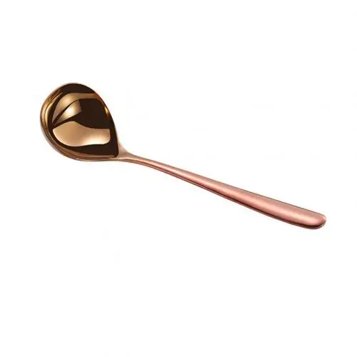 Нержавеющая стальная длинная ручка десерт Чай Кофе суповые ложки ковш посуда ложки столовые ложки для кухни, ресторана, приготовления еды инструмент - Цвет: Rose Gold