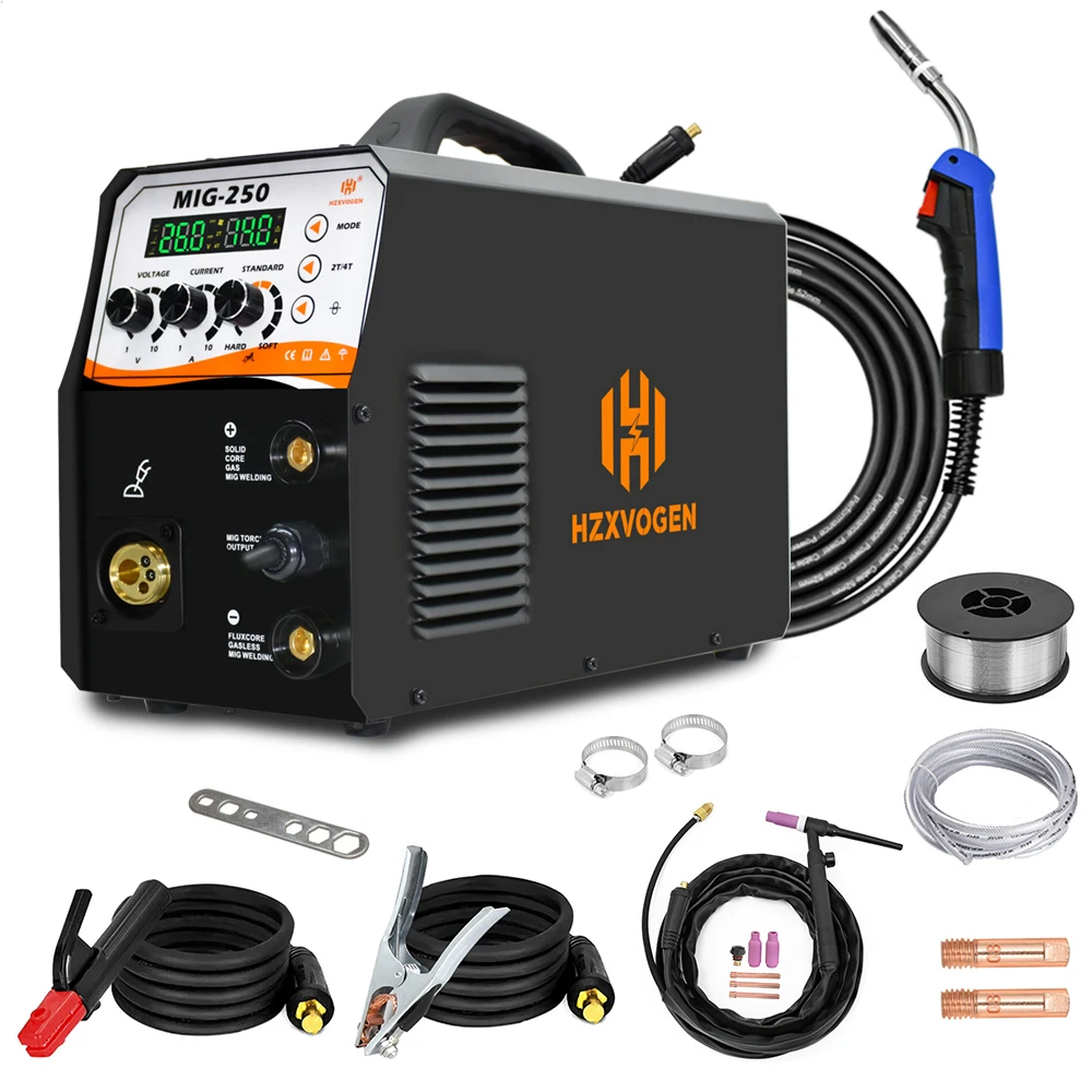 HZXVOGEN MIG Welding machine Semi-Automatic Argon Welding 4 in 1Tig Mig Mini Welding Inverter MIG-250 160 A Machine Welder hot air soldering Welding Equipment