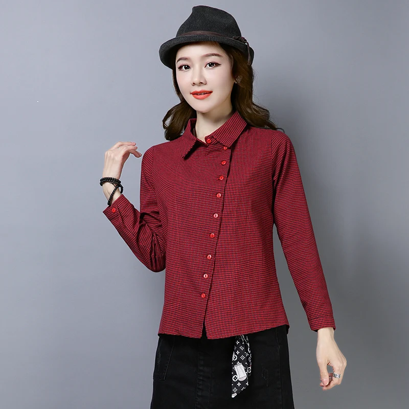

NoEnName_Null Womens Tops and Blouses Women's Casual Wild Spring New Diagonal Button Shirt Asymmetry Woman Clothes 50A