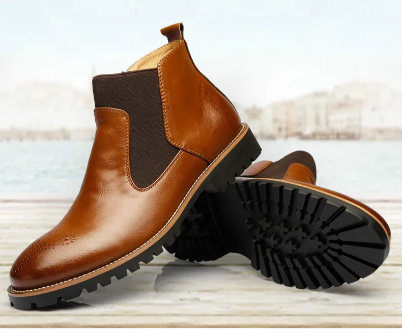 Мужские ботинки в британском стиле «Bullock»; сезон осень-зима; теплые мужские ботинки «Челси» из натуральной кожи; мужские модные зимние ботинки в деловом стиле; 2A