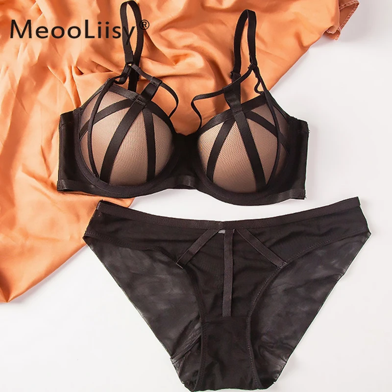 bra and panty MeooLiisy Sexy Plunge Women's Underwear Set Small Breasts Push Up Bra and Panty Set Soft Breathable Bra Set cotton bra and panty sets Bra & Brief Sets