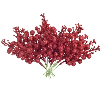 

30 Pcs Artificial Berry Twig Stem Berry Wired Stems Holly Berries Artificial Flower Decor for Christmas Tree Decorations