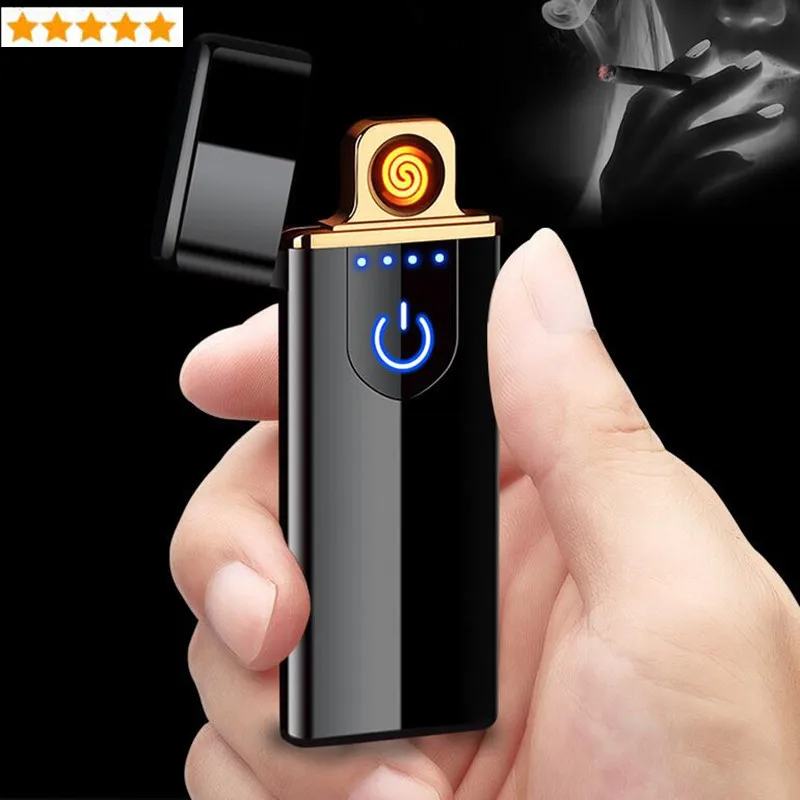 

USB Charging cigarette lighter Touch induction windproof electronic ultra-thin Touch Screen USB lighter for smoking