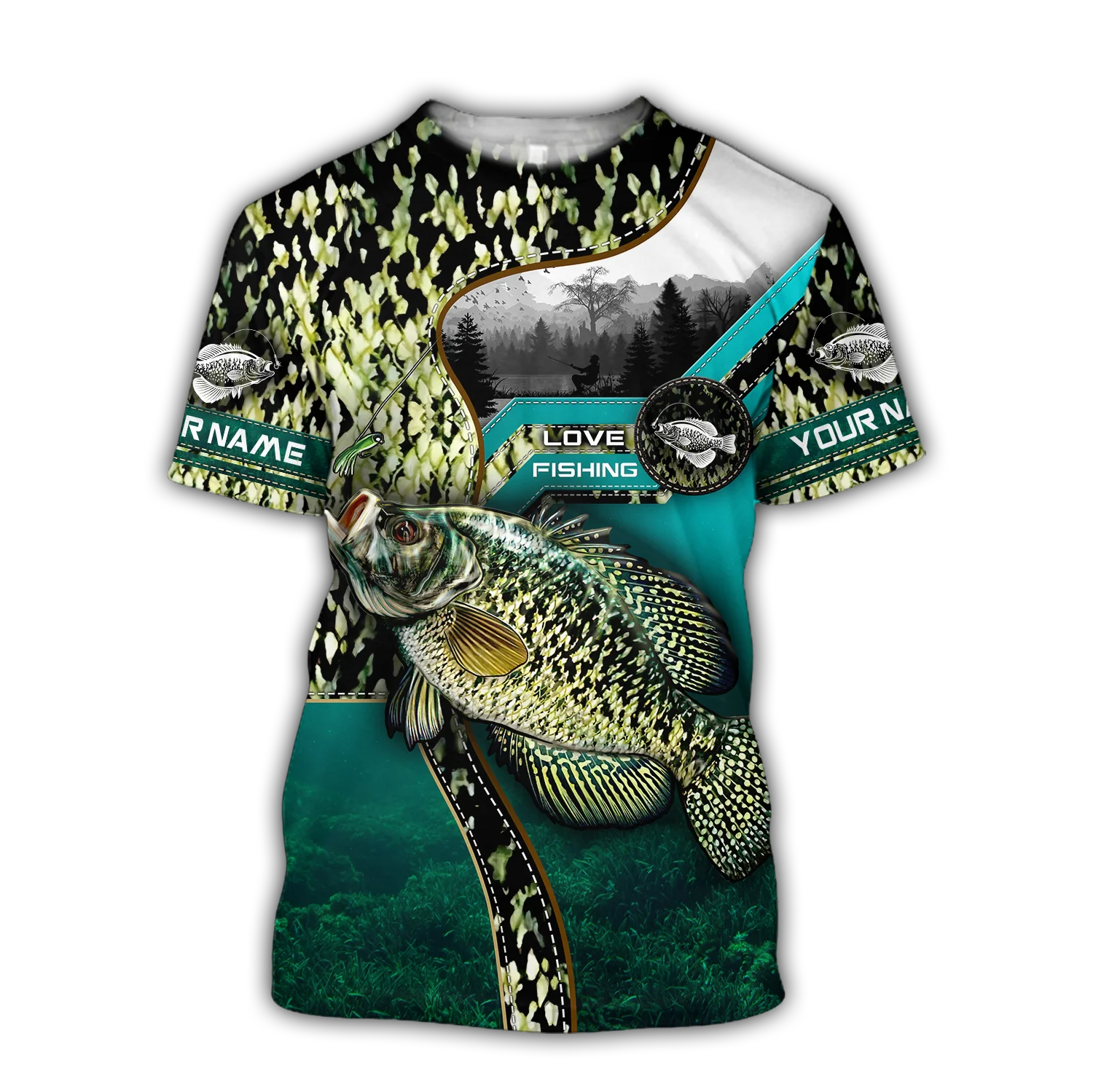Heißer Verkauf t hemd Crappie Angeln camo Muster 3D Gedruckt Herren Sommer Oansatz kurzarm Unisex Casual sport T-shirt 13 stile – Detail 16