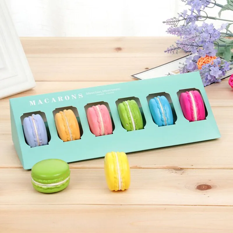 5pcs High Quality six color for wedding or party use macaron boxTransparent macaroon box with open window and plastic paper box - Цвет: same as pic
