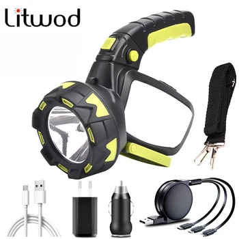 

Super Bright XM-L T6 Flashlight USB Rechargeable COB Torch 18650 Battery for Emergency Power Bank Camping Lantern Litwod LED