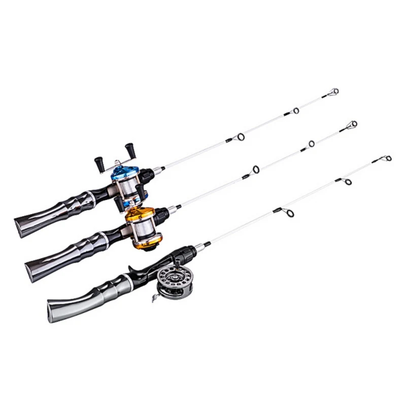 Winter Ice Fishing Rods Spinning Rod Glass Fiber Ice Hand Pole Ultra-light Detachable Casting Rod Fishing Accessories - Color: Light Grey