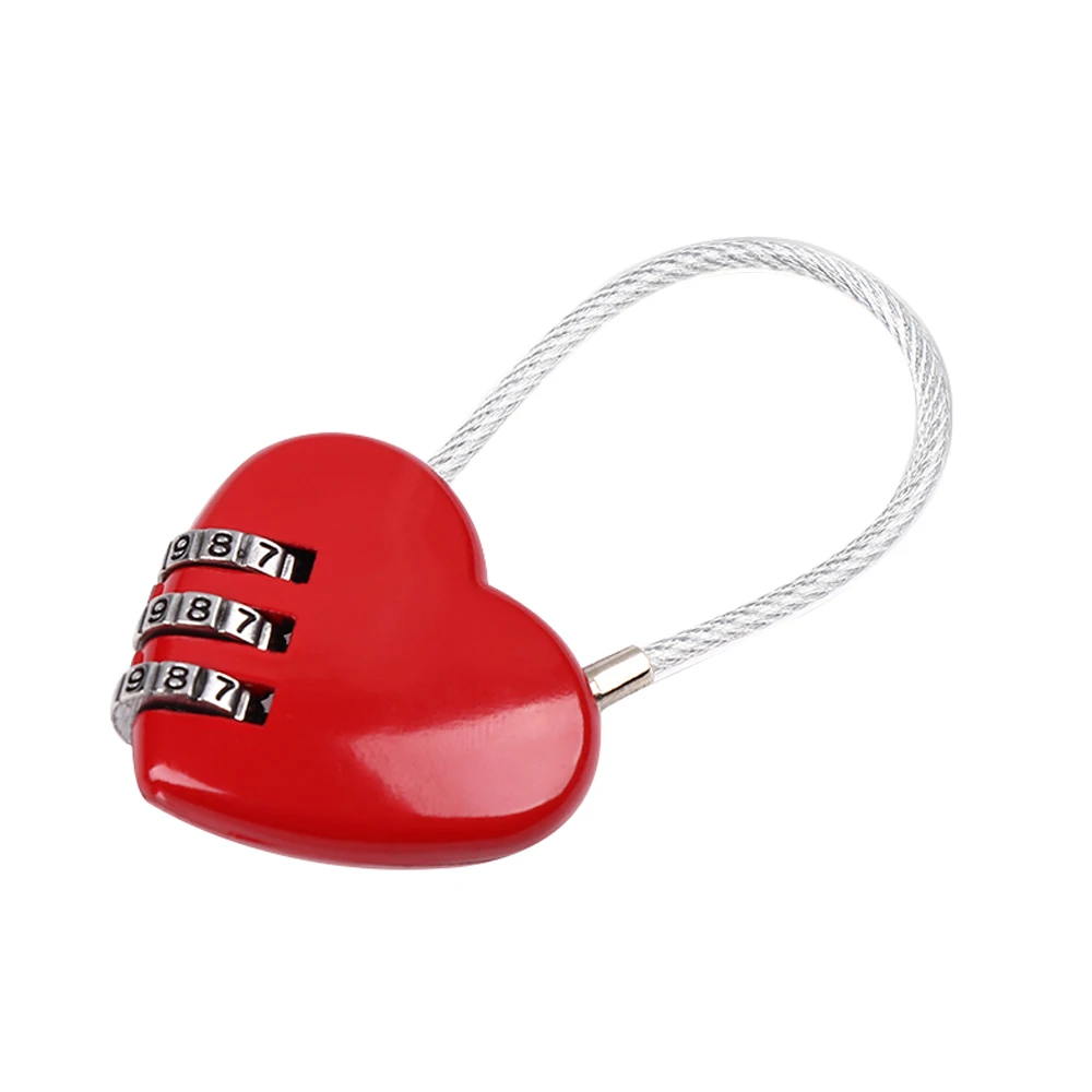 1Pc Mini Luggage Locks 3 Digits Heart Shaped or Love Lock Code Padlock Gift for Zipper Bag Backpack Handbag Drawer Cabinet