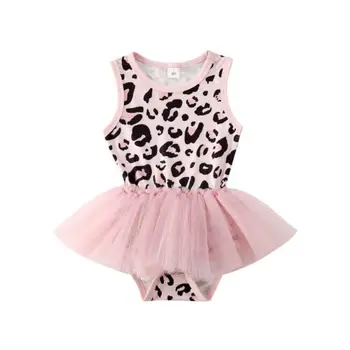 

0-18Months New born Baby Girls Sleeveless Leopard Romper Dress