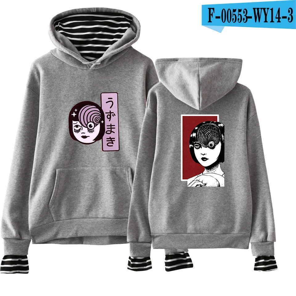 Junji ito 2D поддельные две части толстовки женские с длинным рукавом с капюшоном толстовки Новое поступление, горячая распродажа Повседневная модная одежда - Цвет: White