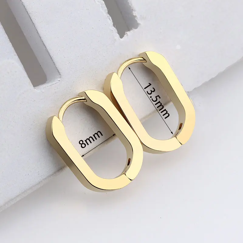 Fashion Personality Geometric Triangle Square Star Heart U Shape Hoop Earrings Men Women Stainless Steel Punk Piercing Jewelry
