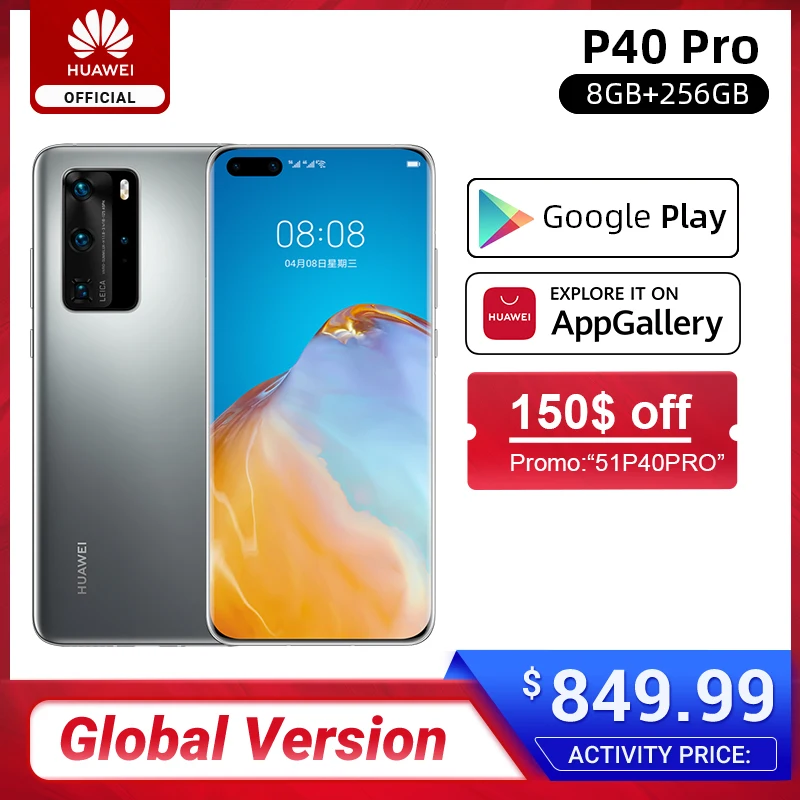 Google Play глобальная версия Huawei P40 Pro 5G 8 Гб 256 ГБ Kirin 990 смартфон 50MP Quad Camera 6,58 ''90 Гц экран 40 Вт SuperCharge Google Play глобальная версия Huawei P40 Pro 5G 8 Гб 256 ГБ Kirin 990 смартфон 50MP Quad Camera 6,58 ''90 Гц экран 40 Вт SuperCharge