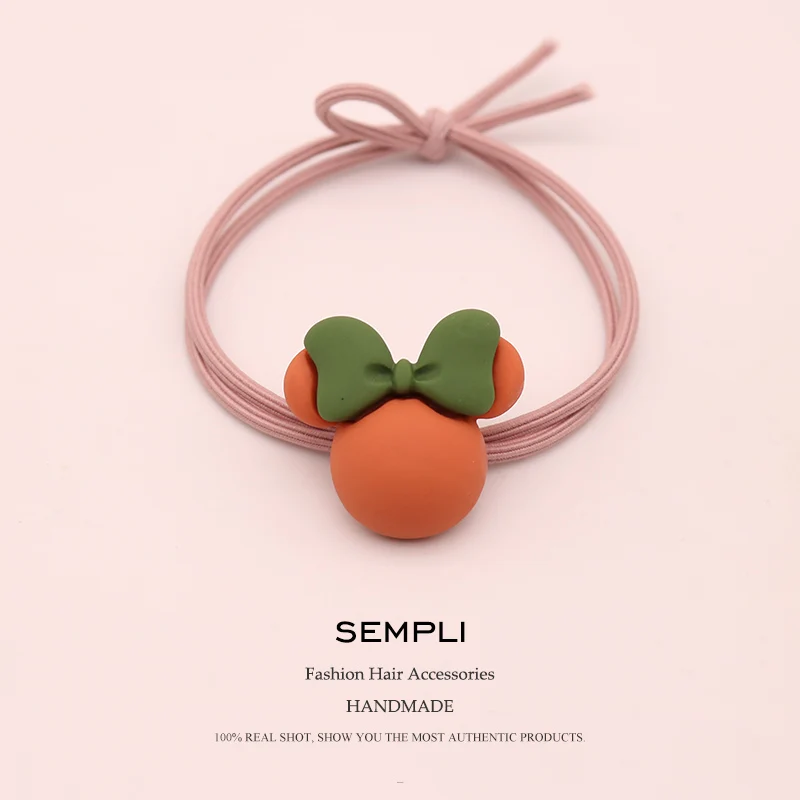 

Sempli Mickey Minnie headband Rubber Bands For Women Girls Nylon Elastic Hair Bands Kid Children Scrunchie Hair Accessories New