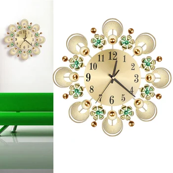 

Modern Decor Decorative Luxury Flower Crystal Wall Clock With Arabic Numerals For Living Room Bedroom
