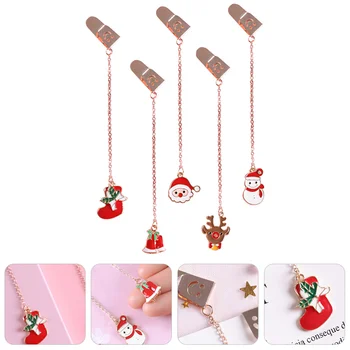 

5pcs Metal Bookmark Creative Bookmark Pendant Christmas Bookmark (Random Style)