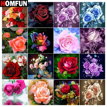 

HOMFUN Full Square/Round Drill 5D DIY Diamond Painting "Flower rose" 3D Embroidery Cross Stitch 5D Home Decor Gift