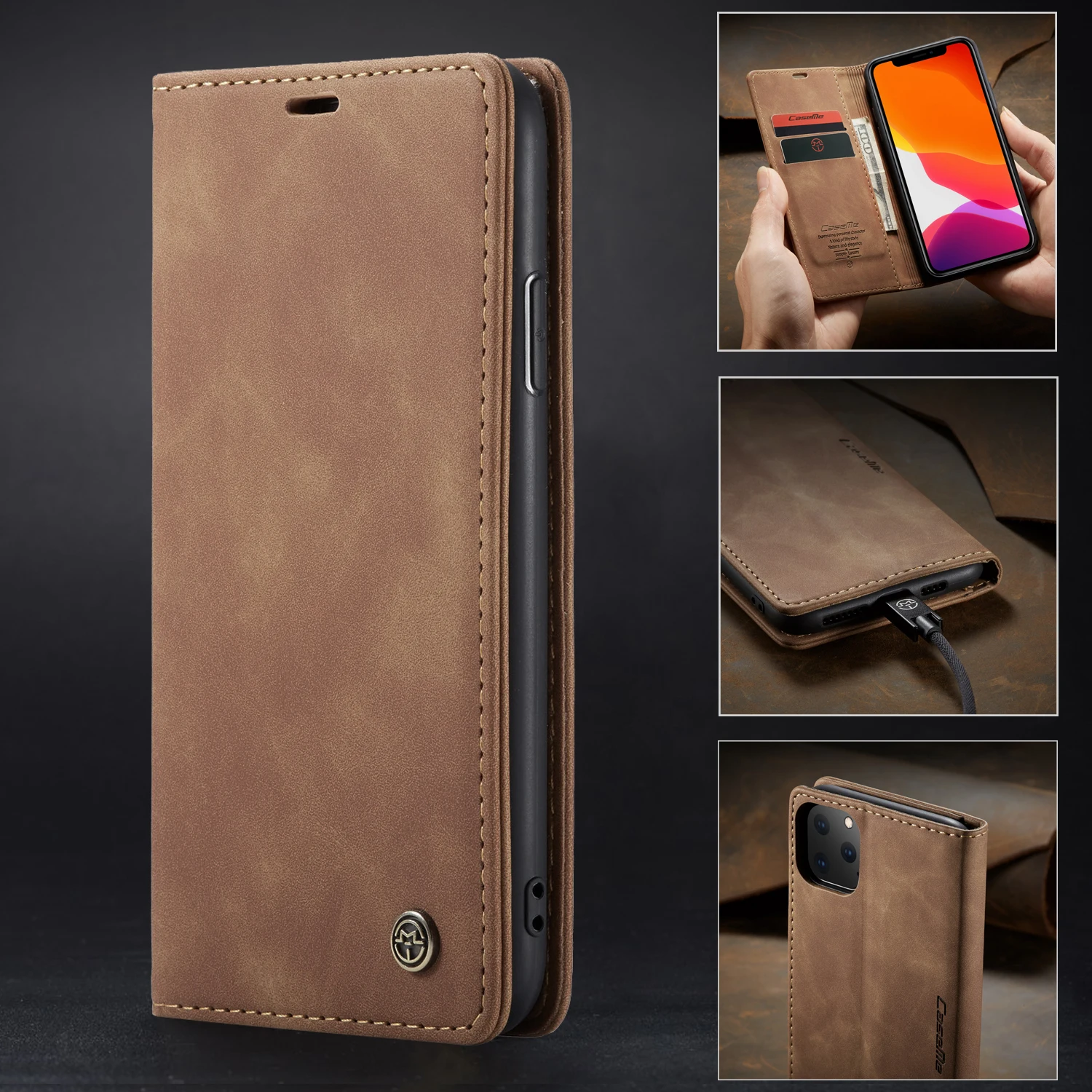 Роскошный кожаный кошелек чехол для телефона iphone11 11pro 11promax XS XR 6S 7 8Plus с карманом для карт Kickstand откидной Чехол