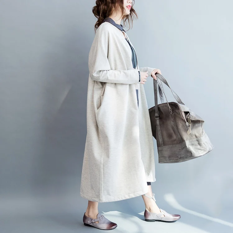 Women Plus Size Trench Coat Outerwear Ladies Solid Color Loose Zipper Long Coat Female Autumn Spring Casual Long Overcoat