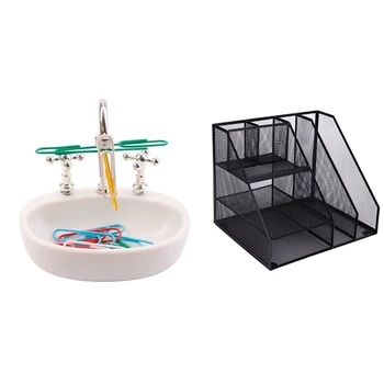 

1 Pcs Paper Clip Holder - Kitchen Sink Design & 1 Pcs Home Office Desktop Office Storage File Rack Organizer Sorter