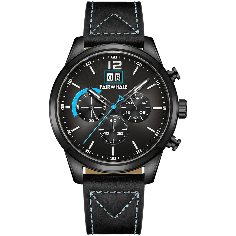 Fairwhale часы для мужчин s Relogio Montre Homme Часы для мужчин спортивные кожаные повседневные кварцевые наручные часы Мужские часы - Цвет: FW-5280-5